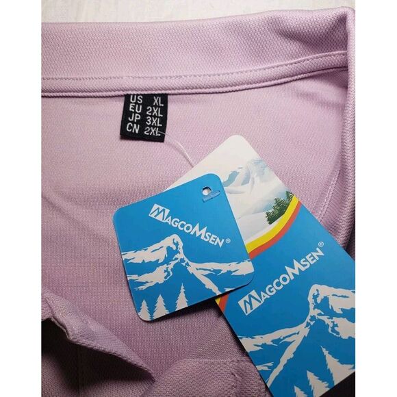 MagcoMsen Golf Polo Shirt Mens XL Lite Purple Pocket on Sleeve Polyester New Tag - Picture 7 of 7